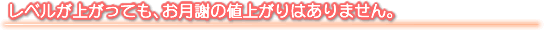 レベルは上がっても、お月謝の値上がりはありません